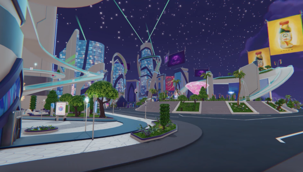 The AlphaVerse Hub at night time